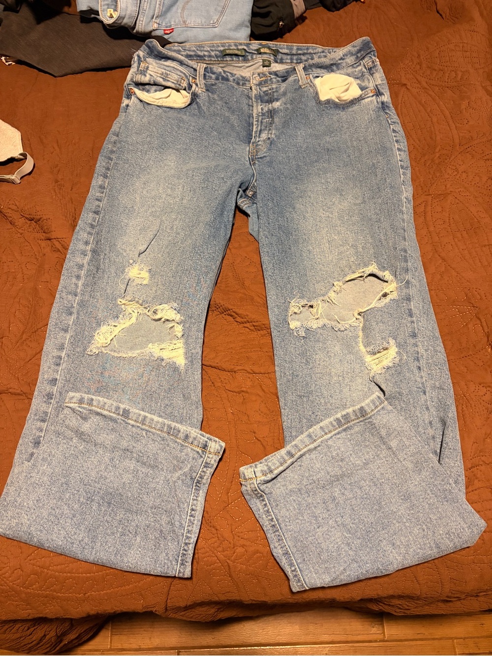 wild fable Light Blue Distressed Boyfriend Jeans